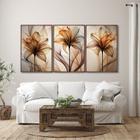 Quadro Decorativo Modelo Floral Abstrato 3 Telas de Parede para Sala Quarto Escritório 60cm X 90cm Sem Vidro