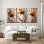 Quadro Decorativo Modelo Floral V com 3 Telas de Parede para Sala Quarto Escritório