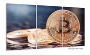 Quadro Decorativo Moeda Bitcoin 120x60 3 peças