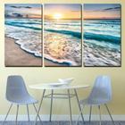 Quadro decorativo mosaico 3 peças decoração lar sala quarto copa tamanho grande sol praia lazer