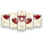 Quadro Decorativo Mosaico 5 Peças Love Corações