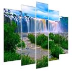 Quadro Decorativo Mosaico 5 Peças Mod796 Cachoeira Paisagem