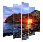 Quadro Decorativo Mosaico 5 Peças Mod990 Mar Pedra Por Sol