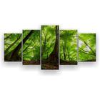 Quadro Decorativo Mosaico 5 Peças Pintura Floresta Verde