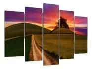 Quadro Decorativo Mosaico 5pçs Horizonte Por Do Sol Mod044