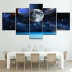 Quadro Decorativo Mosaico De 5 Peças Lua Estrelas Universo