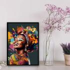 Quadro Decorativo Mulher Arte Africana 24x18cm - com vidro