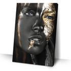 Quadro Decorativo Mulher Maquiagem Dourada 60x90 Grande Sala