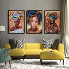 Quadro decorativo mulheres negras africanas moderno abstrato simples colorido