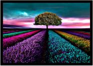 Quadro Decorativo Natureza Paisagem Árvore Campo Florido Cores Com Moldura RC168