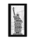 Quadro decorativo new york estatua liberdade frases eua 60cm moldura sala consultorio lavabo escritorio canvas