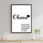 Quadro Decorativo Ohana Quer Dizer Família 34x23Cm