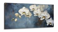 Quadro Decorativo Orquidea Branca em Tecido Canvas 130x60 cm