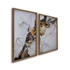 Quadro Decorativo Ouro e Chumbo com 2 Telas de Parede para Sala Quarto Escritório