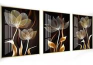 Quadro Decorativo Painel Mosaico Flor Ouro Sofisticado"