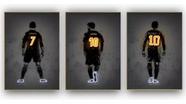 Quadro Decorativo Painel Mosaico Neon Futebol Neymar Ronaldo Messi"