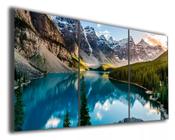 Quadro Decorativo Painel Mosaico Paisagem Lago Floresta Montanhas Gelo"