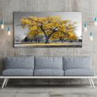 Quadro Decorativo Paisagem Árvore Amarela com Moldura Prata 120x80