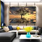 Quadro Decorativo Paisagem Grande Árvore da Vida com Moldura Dourada 90x60