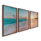 Quadro Decorativo Paisagem Praia, Mar e Pôr do Sol 60x90cm para Sala, Casa de Praia, Quarto Tabaco