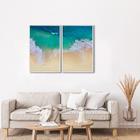 Quadro Decorativo Paisagem Praia Maré Alta com 2 Telas de Parede para Sala Quarto Escritório 60cm x Branco