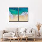 Quadro Decorativo Paisagem Praia Maré Alta com 2 Telas de Parede para Sala Quarto Escritório 60cm x Com Vidro