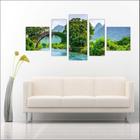 Quadro Decorativo Paisagens Árvores Ponte Natureza Com 5 Peças TT9