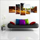 Quadro Decorativo Paisagens Árvores Ponte Natureza Com 5 Peças