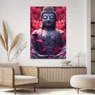 Quadro Decorativo Para Sala Quarto Hall Buddha Pedra Flor Lotus