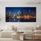 Quadro Decorativo para Sala Quarto Hall Cidade Nova York Noite NY Horizontal Grande Decoração Parede Tela