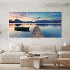 Quadro Decorativo para Sala Quarto Hall Pier Barco Paisagem Horizontal Grande Decoração Parede Tela