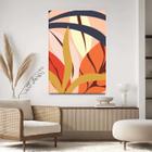 Quadro Decorativo Para Sala Quarto  Hall Tela vertical Grande Abstrato Folhas Laranja