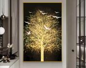quadro decorativo parede 1 peça 60 x 40 Árvore da Vida Gold Pombos Paz