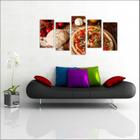 Quadro Decorativo Pizza Pizzarias Gourmet Restaurantes Decorações Salas 5 peças com Moldura