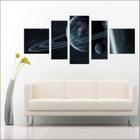 Quadro Decorativo Planetas Universo Terra Lua Galáxias Estrelas Espaço Sol 5 Peças TT10