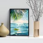 Quadro Decorativo Praia - Folha 45X34Cm - Com Vidro