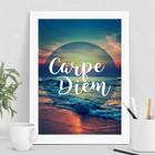 Quadro Decorativo Praia Sol Carpe Diem 24x18cm - Branco