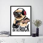 Quadro Decorativo Pug On The Rock 45X34Cm Moldura Preta