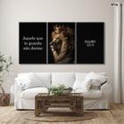 Quadro Decorativo Religioso Aquele que Te Guarda, Não Dorme com 3 Telas de Parede 60cm X 90cm Preto