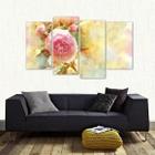 Quadro Decorativo Rosa Flor Sala Mosaico Em Tecido 4 Peças 1