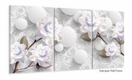 Quadro Decorativo Rosas Brancas Estilo 3d 120x60 3 peças