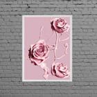 Quadro Decorativo Rosas De Tinta Rosa 33x24cm - com vidro