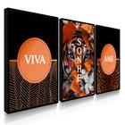 Quadro Decorativo Sala Quarto Animal Tigre Laranja Motivacional Abstrato