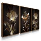 Quadro Decorativo Sala Quarto Flor Marrom Gold Abstrato