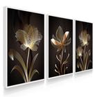 Quadro Decorativo Sala Quarto Flor Marrom Gold Abstrato