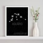 Quadro Decorativo Signo Aquário 33x24cm - Vidro e Moldura Preta