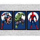 Quadro Decorativo Super Heróis Capitão América Hulk Homem Aranha 20x30cm