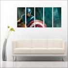 Quadro Decorativo Super Heróis Capitão América Mosaico 5 Peças GG1