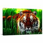 Quadro decorativo Tigre Paisagem Animais com Tela em Tecido