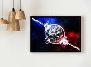 Quadro Decorativo Universo Planetas Galáxias Via Láctea Salas Quartos Com Moldura RC097